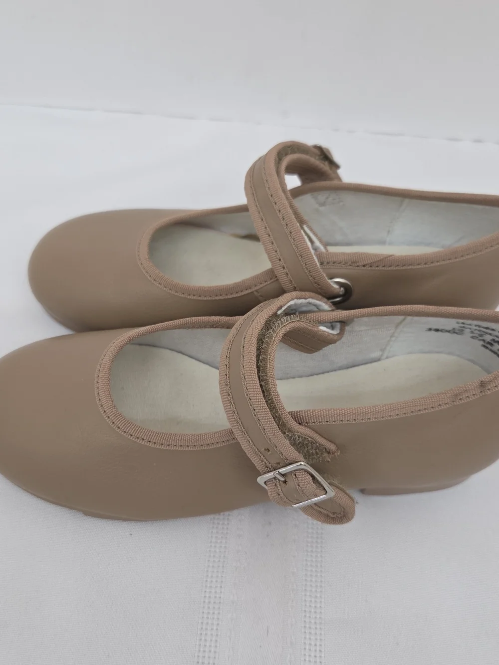 Capezio Kids Mary Jane Tap Shoes Sz 12.5 Taupe Dance